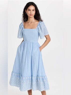 English Factory Soft Blue Eyelet Flutter-Sleeve Dress